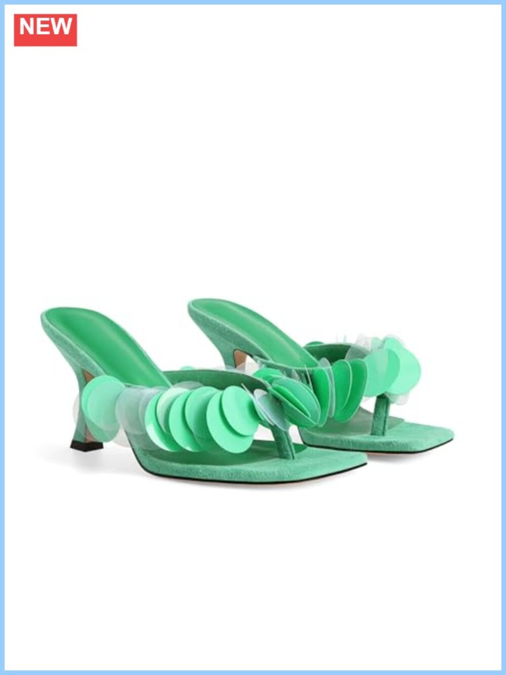 Kitten Heel Flip Flop Sandals Square Open Toe Strappy Slip On Heels